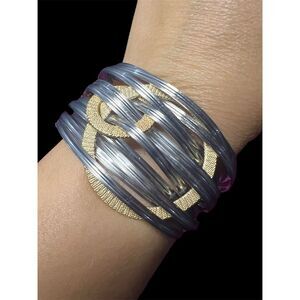 Elegant Two-Tone Layered Chain Bracelet with Gold Accents Multicolor